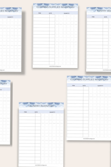 Seven printable kitchen inventory sheets